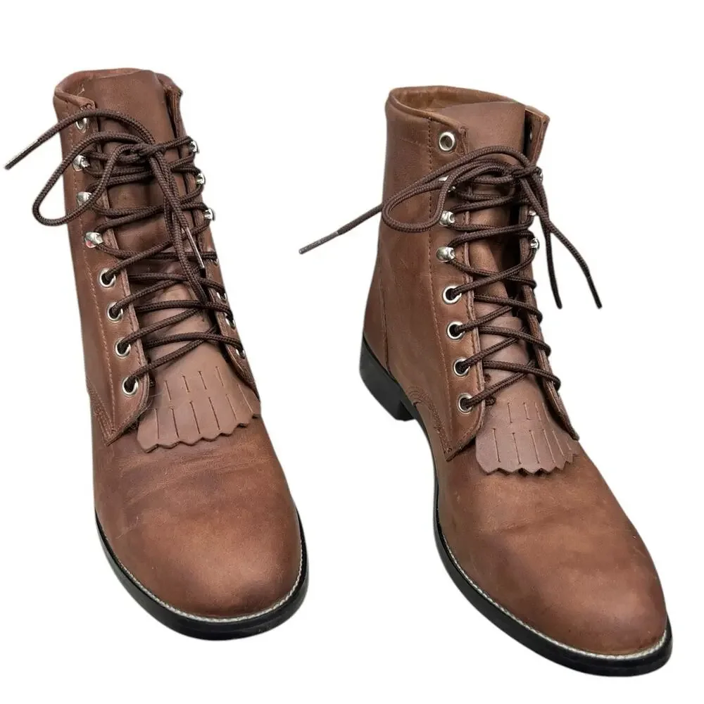 Justin Women’s Brown Leather Roper Western Boots Size US  6